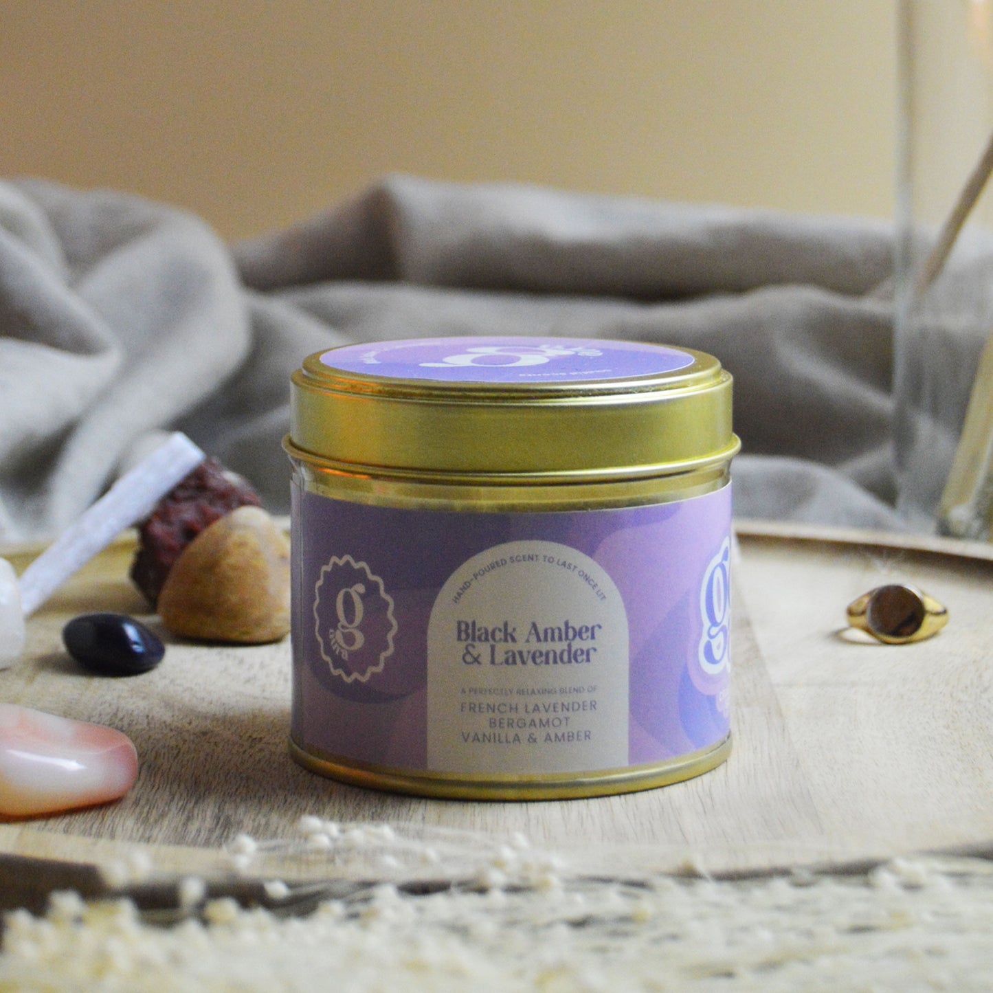 Black Amber and Lavender Medium Size Candle