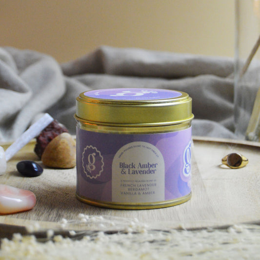 Black Amber and Lavender Medium Size Candle