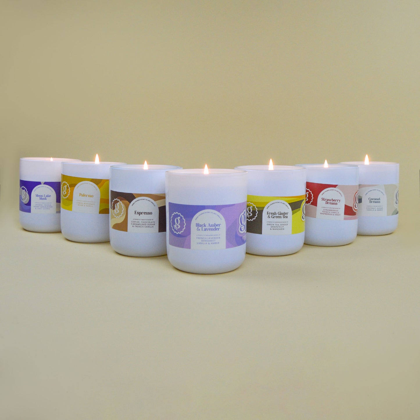 Black Amber and Lavender Large Vegan Glass Refillable Candle