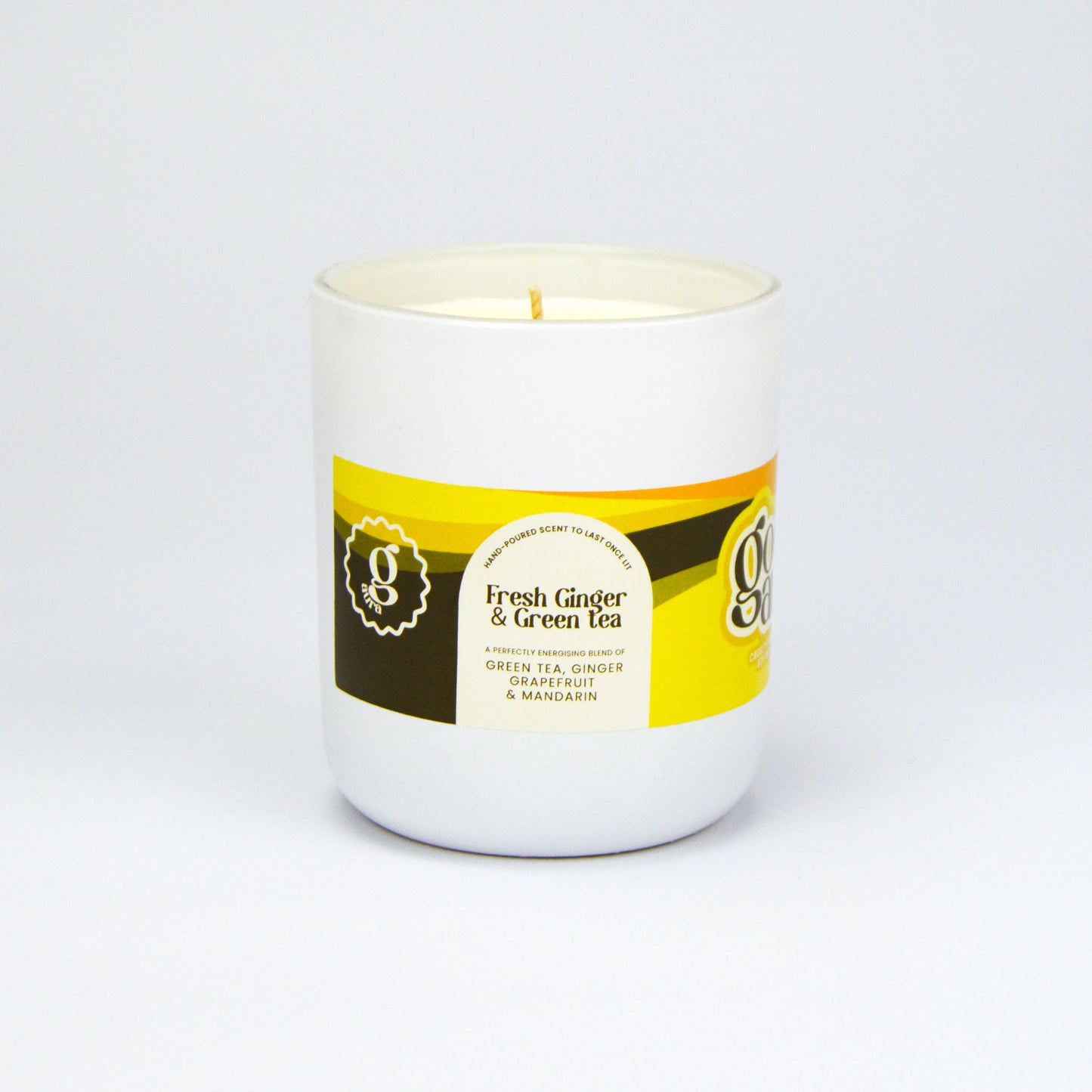 Almost Perfect - No Box - Fresh Ginger & Green Tea Large Vegan Glass Refillable Candle