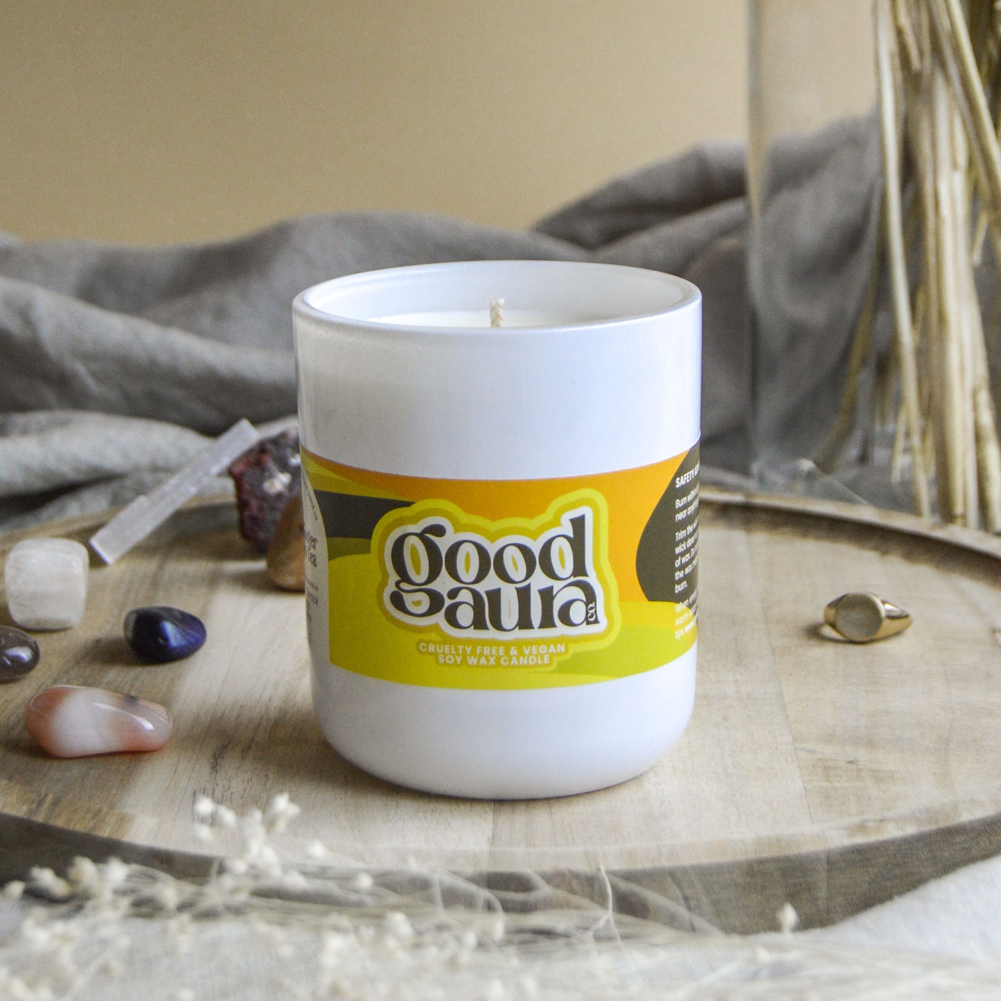 Almost Perfect - No Box - Fresh Ginger & Green Tea Large Vegan Glass Refillable Candle
