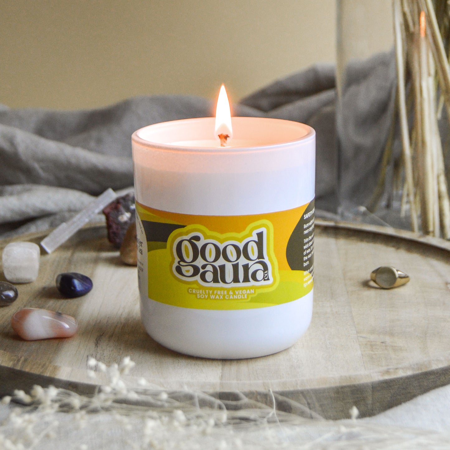 Almost Perfect - No Box - Fresh Ginger & Green Tea Large Vegan Glass Refillable Candle