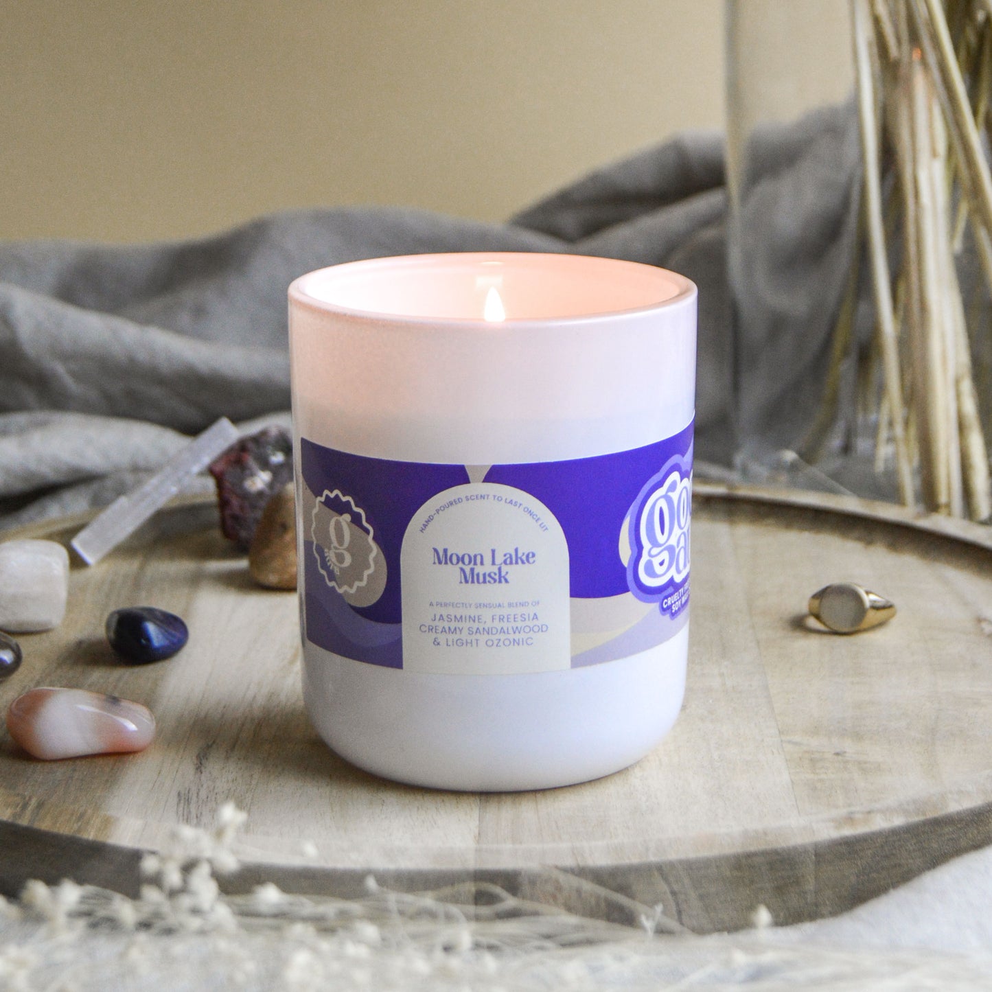 Moon Lake Musk Large Vegan Glass Refillable Candle