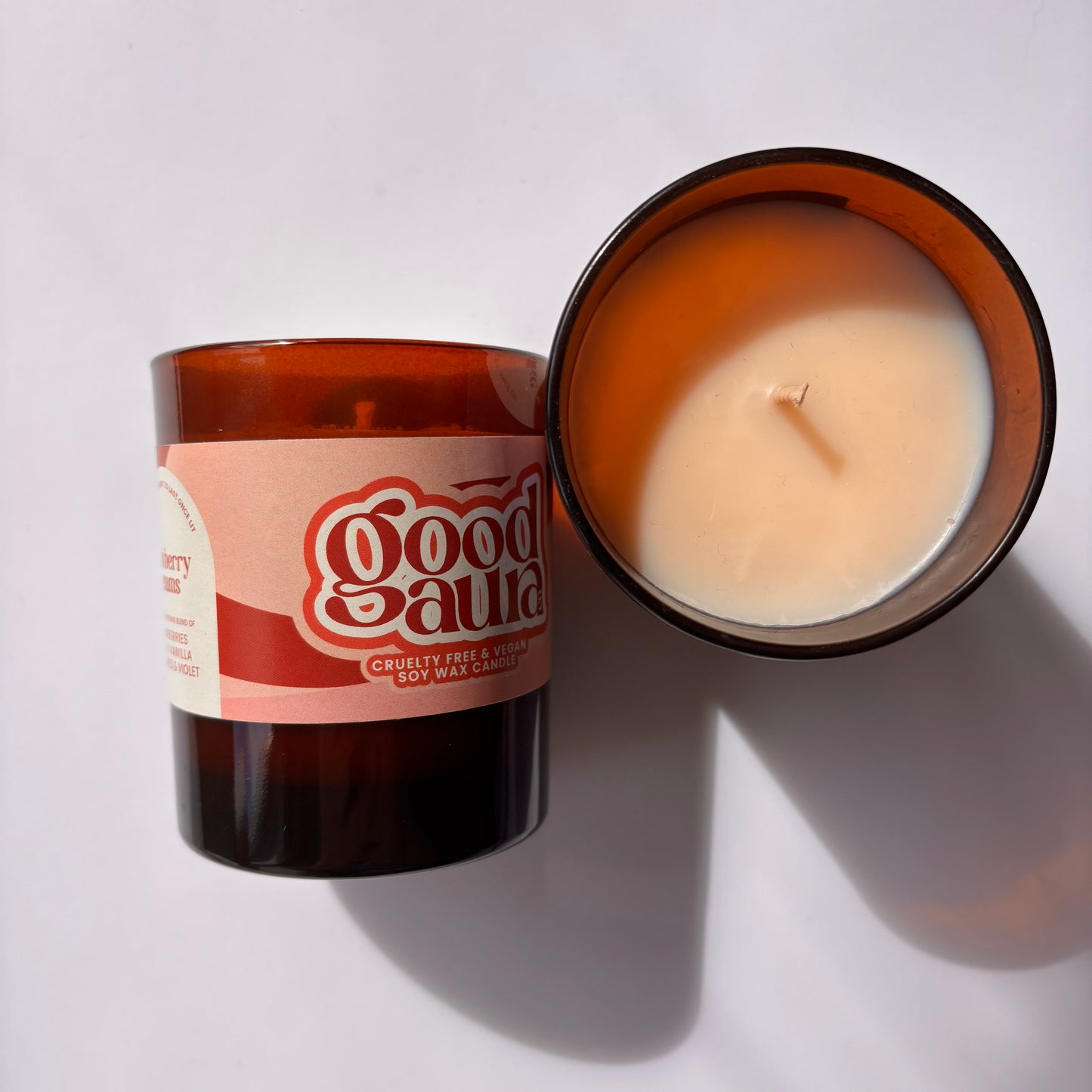 Medium Strawberry Dreams Brown Vegan Glass Candle - 20cl