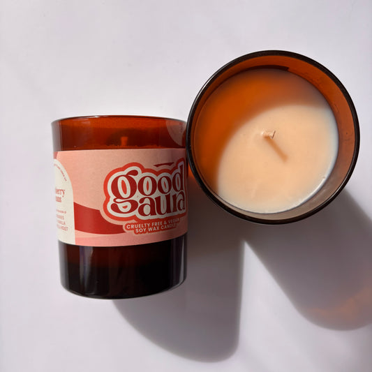Medium Strawberry Dreams Brown Vegan Glass Candle - 20cl
