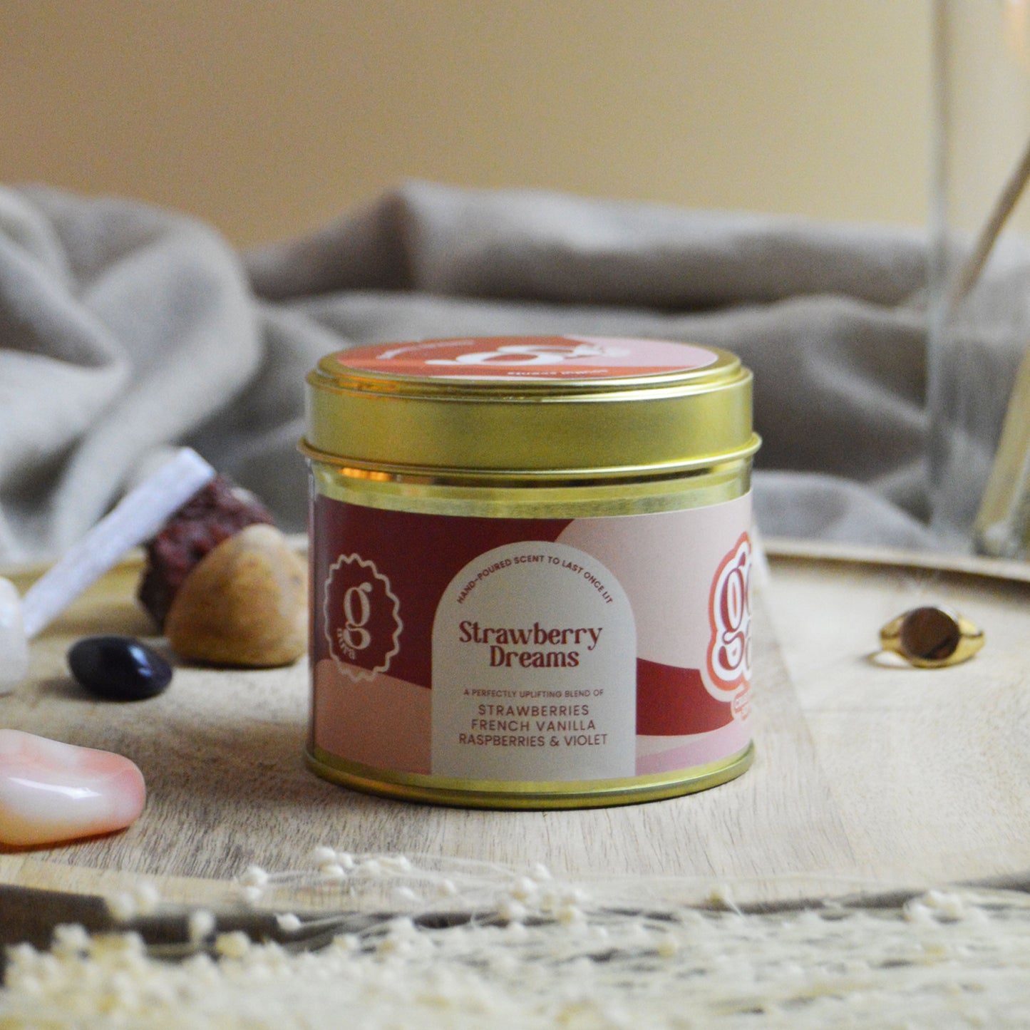 Strawberry Dreams | Standard Brass Gold Candle