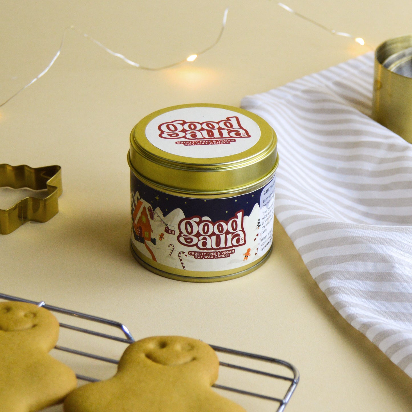 Gingerbread Cookies Limited Edition Scent | Standard Brass Gold Candle | Stocking Filler