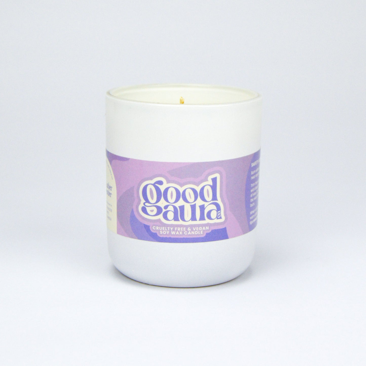 Black Amber and Lavender | White Curved Large Vegan Glass Refillable Candle