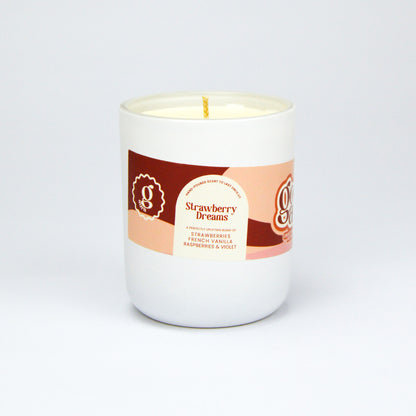 Strawberry Dreams Large Vegan Glass Refillable Candle
